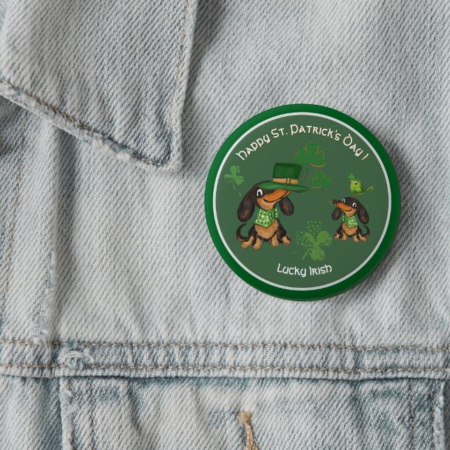 Macaron Rond 5 Cm ST. Patrick's Day whimsy mignon Dachshunds ( ST. Patrick's Day whimsy cute Dachshunds Button
)