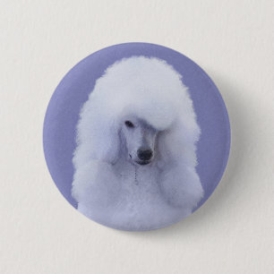 Macaron Rond 5 Cm Standard Poodle White Painting - Original Dog Art