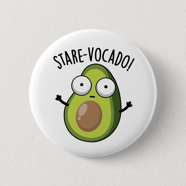 Macaron Rond 5 Cm Stare-vocado Funny Avocado Pun (Devant)