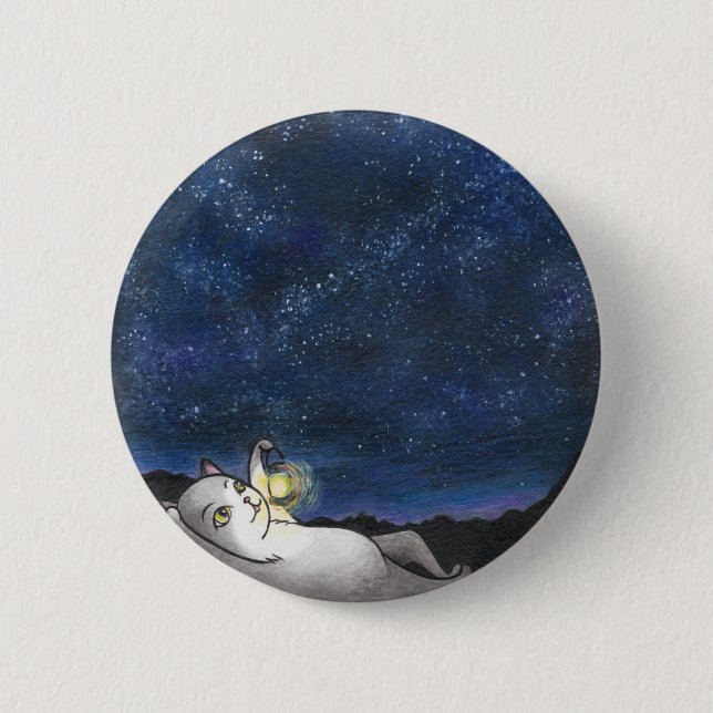 Macaron Rond 5 Cm Stargazer Cat Botton (Devant)
