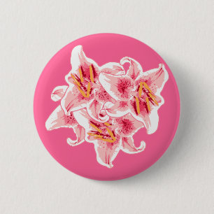 Macaron Rond 5 Cm Stargazer Lilies