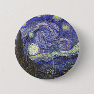 Macaron Rond 5 Cm Starry Night by Van Gogh bouton rond