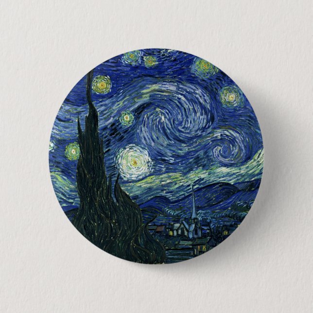 Macaron Rond 5 Cm Starry Night Vincent van Gogh Art Peinture (Devant)