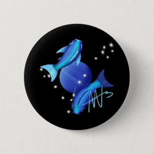 Macaron Rond 5 Cm Starry Pisces Neptune Zodiac