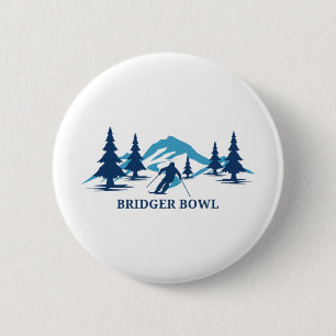 Macaron Rond 5 Cm Station de ski Bridger Bowl Montana Ski Skiur