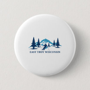 Macaron Rond 5 Cm Station de ski d'East Troy Wisconsin Skieur Ski