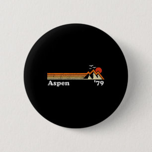 Macaron Rond 5 Cm Station de ski Retro Aspen Colorado Mountains Snow