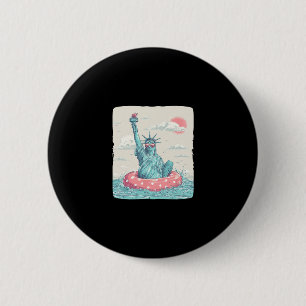 Macaron Rond 5 Cm Statue de la Liberté de vacances amusante dans la