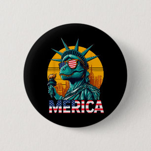 Macaron Rond 5 Cm Statue de la Liberté Dino 4 juillet Trex Garçons A
