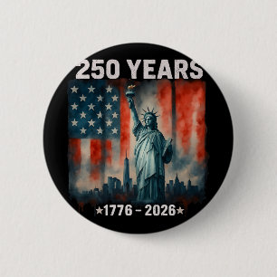 Macaron Rond 5 Cm Statue de la Liberté Drapeau 250 Ans 1776-2026 250