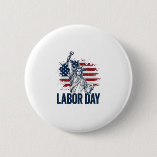 Macaron Rond 5 Cm Statue de la Liberté Fête du Travail Design de Tra