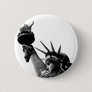 Macaron Rond 5 Cm Statue de la Liberté Noir & Blanc