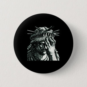 Macaron Rond 5 Cm Statue De La Liberté Pleurant Anti Trump Résistez 