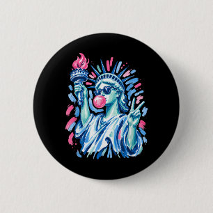 Macaron Rond 5 Cm Statue de la Liberté Préparée pour le 4 Juillet qu
