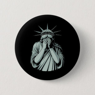 Macaron Rond 5 Cm Statue de la Liberté Triste Amérique