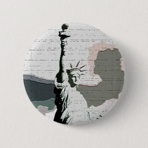 Macaron Rond 5 Cm Statue de Liberty Pop Art