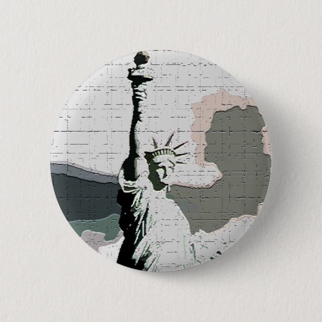 Macaron Rond 5 Cm Statue de Liberty Pop Art (Devant)