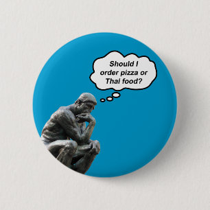 Macaron Rond 5 Cm Statue drôle de Rodin Thinker - Pizza ou nourritur