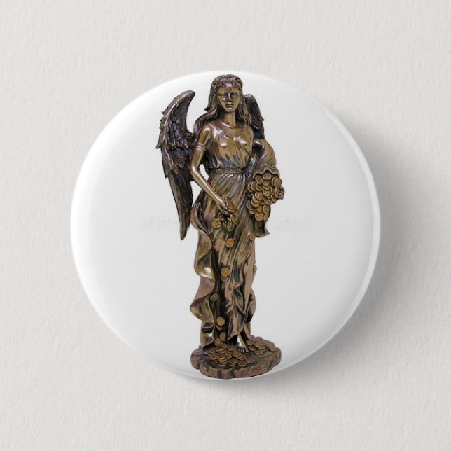 MACARON ROND 5 CM STATUE GRECQUE DE DAME FORTUNA (Devant)