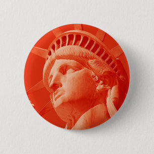 Macaron Rond 5 Cm Statue rouge de la Liberté