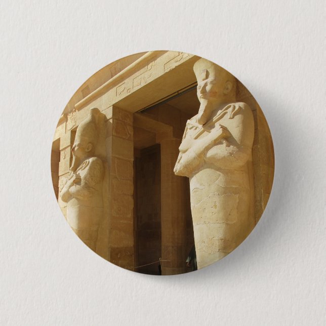 Macaron Rond 5 Cm Statues d'Osirian de Hatshepsut - pharaon féminin (Devant)