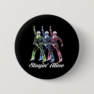 Macaron Rond 5 Cm Stayin' Alive Style Vintage Danse Retro Disco