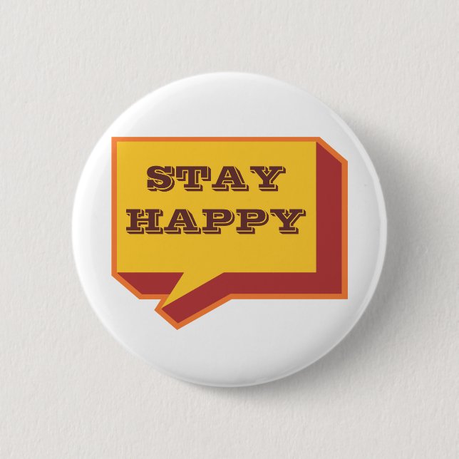 Macaron Rond 5 Cm staysHappy parlez la conception heureuse de séjour (Devant)