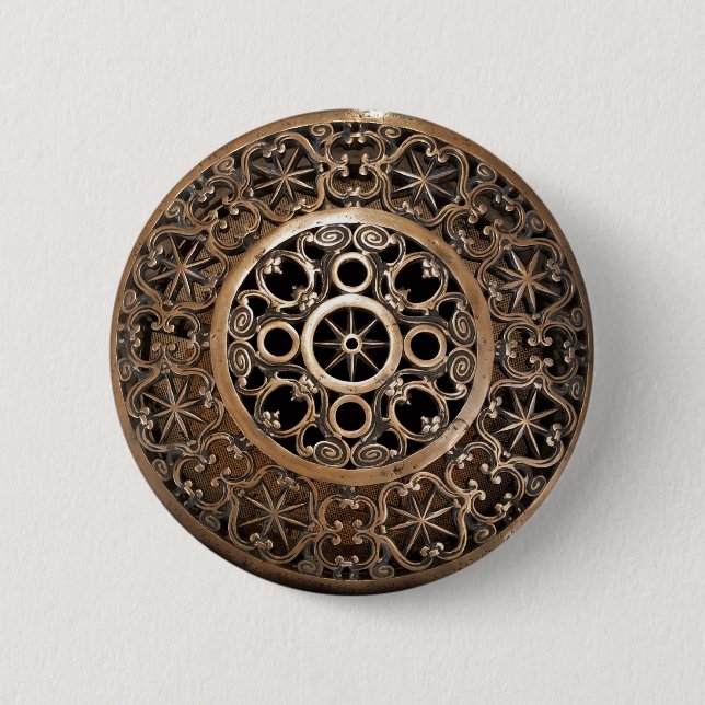 Macaron Rond 5 Cm Steampunk antique de bronze en métal de Vatican (Devant)