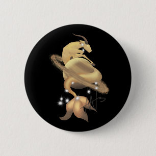 Macaron Rond 5 Cm Stellar Capricorn Saturn Zodiac