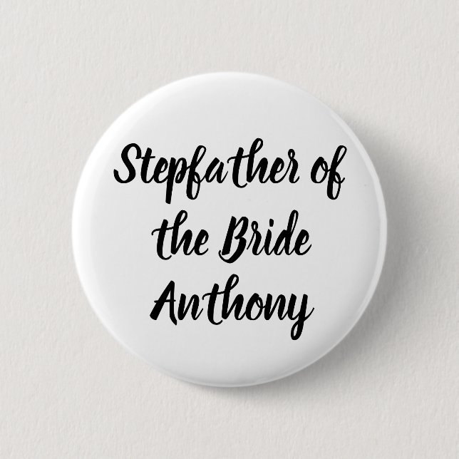 Macaron Rond 5 Cm Stepfather of the Bride Black Custom Name Mariage (Devant)