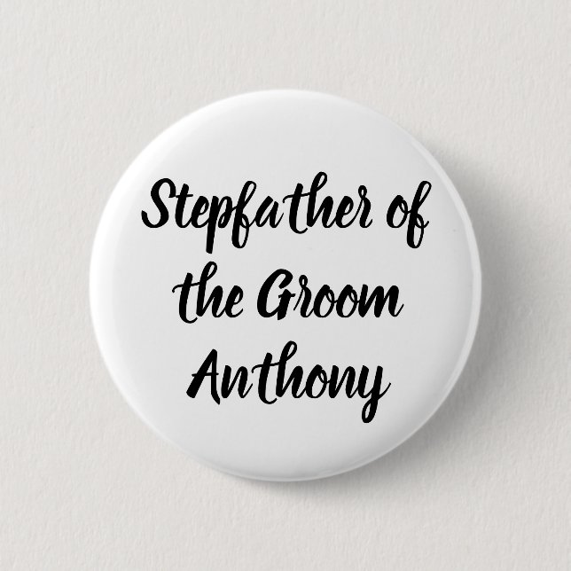 Macaron Rond 5 Cm Stepfather of the Groom Black Custom Name Mariage (Devant)