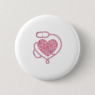 Macaron Rond 5 Cm Stéthoscope Cardiaque Design de Chemise Vectoriel