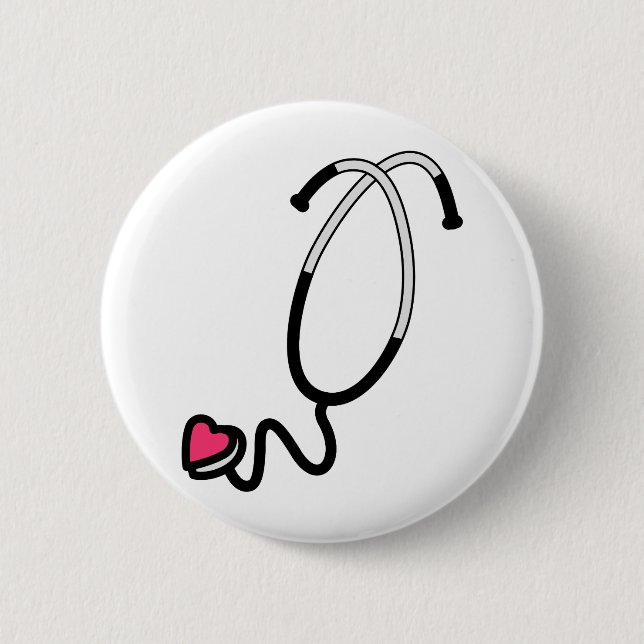 Macaron Rond 5 Cm Stéthoscope de coeur (Devant)
