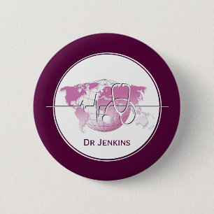 Macaron Rond 5 Cm Stéthoscope médical Battement de cœur Carte du mon