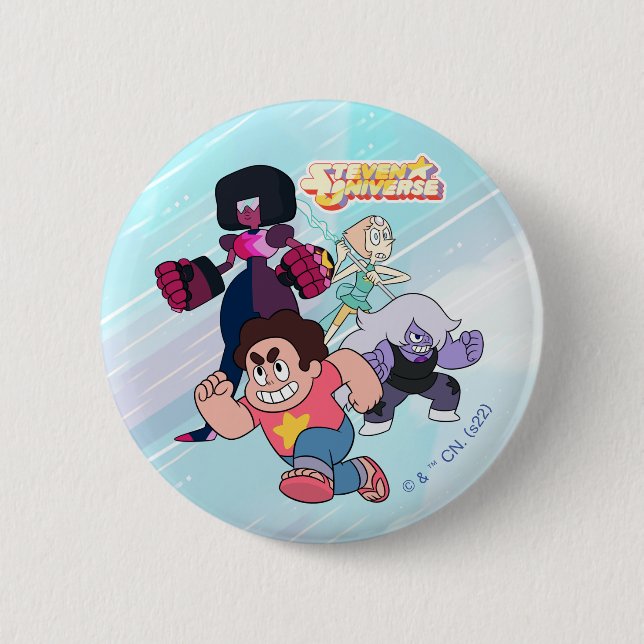 Macaron Rond 5 Cm Steven Universe | Crystal Gem Group Action (Devant)