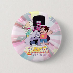 Macaron Rond 5 Cm Steven Universe   Crystal Gem Group Huddle