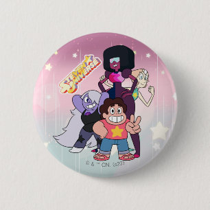 Macaron Rond 5 Cm Steven Universe   Crystal Gem Group Pose