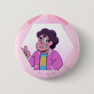 Macaron Rond 5 Cm Steven Universe   Portrait diamant rose