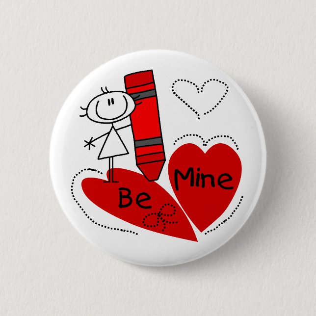 Macaron Rond 5 Cm Stick Girl Be Mine Valentine (Devant)