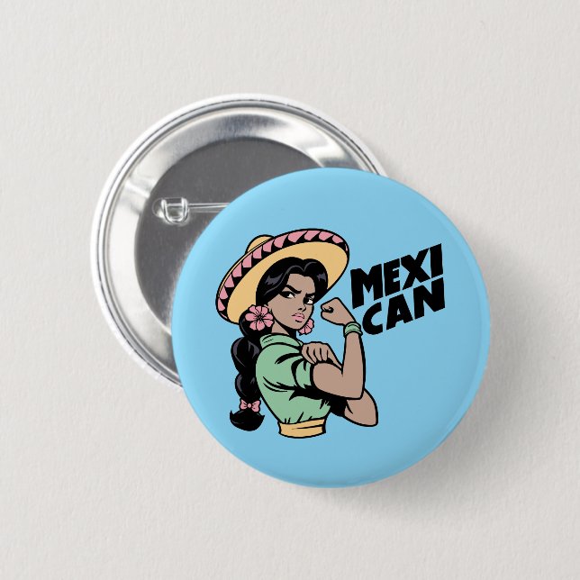 Macaron Rond 5 Cm Stickers MexiCAN (Devant & derrière)