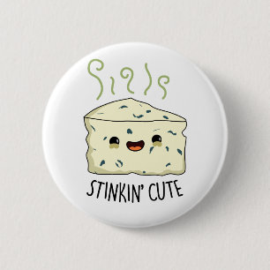 Macaron Rond 5 Cm Stinkin Cute Funky Cheese Pun