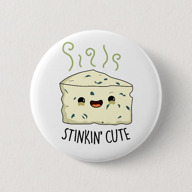 Macaron Rond 5 Cm Stinkin Cute Funky Cheese Pun (Devant)