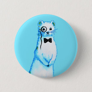 Macaron Rond 5 Cm Stoat blanc Ermine Cute Ferret Lover Art