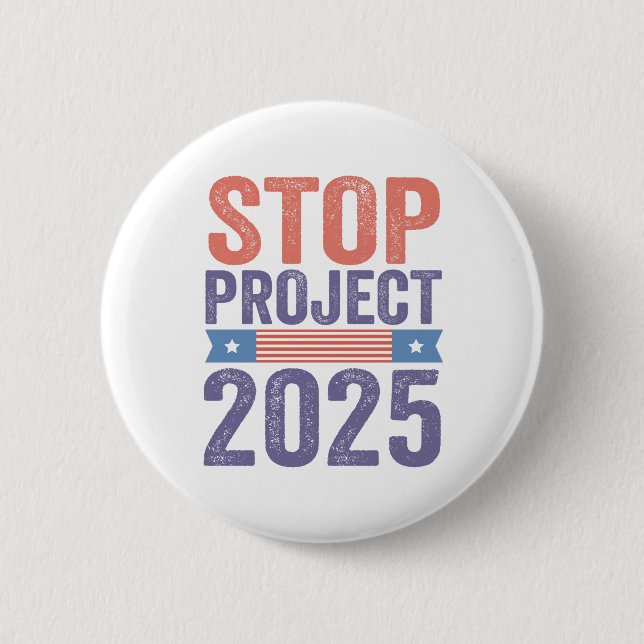 Macaron Rond 5 Cm Stop Project 2025 Trump American Patroitic (Devant)