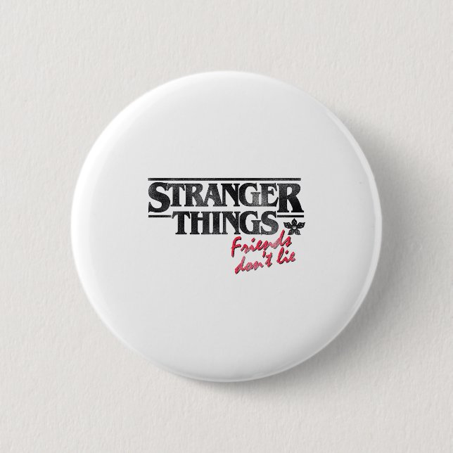 Macaron Rond 5 Cm Stranger Things Friends Don't Lie Distressed Text  (Devant)