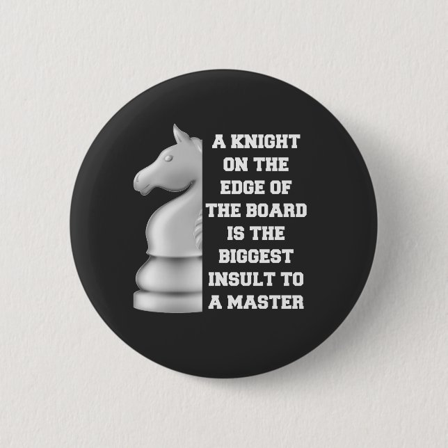 Macaron Rond 5 Cm Stratégie d'échecs Chevalier blanc Puissance Puiss (Devant)