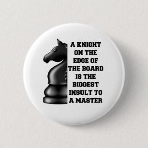 Macaron Rond 5 Cm Stratégie d'échecs Chevalier Noir Puissance Wisdom