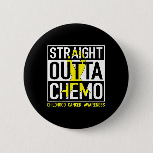 Macaron Rond 5 Cm Stright Outta Chemo Gold Ribbon Cancer de l'enfanc