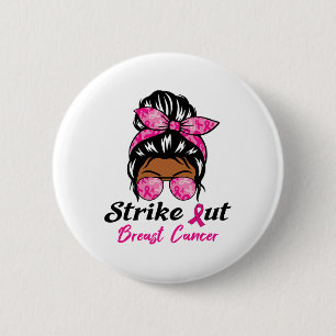 Macaron Rond 5 Cm Striout Breast Cancer Awareness Pink Ribbon Mes