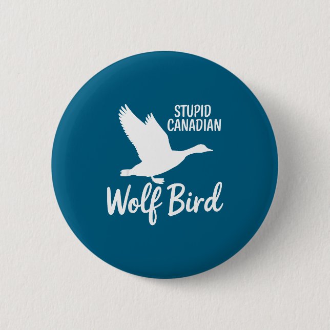 Macaron Rond 5 Cm Stud Canadian Wolf Bird Funny  (Devant)